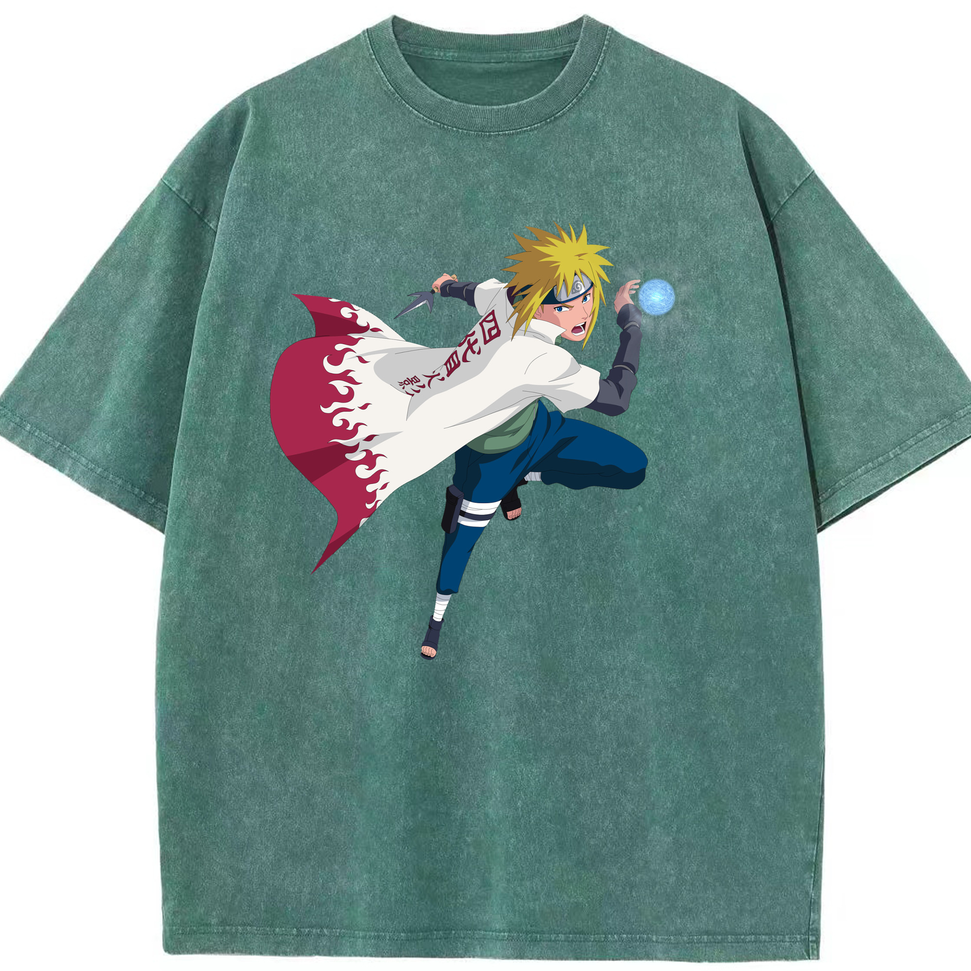 （画像用） NARUTO -ナルト- 波風 ミナト Namikaze Minato 綿100% ヴィンテージ風 半袖Tシャツ（フロントプリント）
